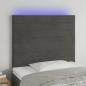 Preview: ARDEBO.de - LED Kopfteil Dunkelgrau 100x5x118/128 cm Samt