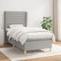 Preview: ARDEBO.de - Boxspringbett mit Matratze Hellgrau 100x200 cm Stoff