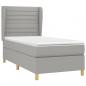 Preview: Boxspringbett mit Matratze Hellgrau 100x200 cm Stoff