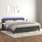 Preview: ARDEBO.de - Boxspringbett mit Matratze & LED Dunkelgrau 200x200 cm Samt