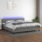 Preview: ARDEBO.de - Boxspringbett mit Matratze & LED Dunkelgrau 200x200 cm Stoff