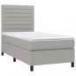 Preview: Boxspringbett mit Matratze & LED Hellgrau 90x190 cm Stoff