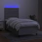 Preview: Boxspringbett mit Matratze & LED Hellgrau 90x190 cm Stoff