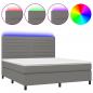 Preview: Boxspringbett mit Matratze & LED Dunkelgrau 180x200 cm Stoff