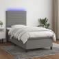 Preview: ARDEBO.de - Boxspringbett mit Matratze & LED Dunkelgrau 100x200 cm Stoff