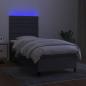 Preview: Boxspringbett mit Matratze & LED Dunkelgrau 100x200 cm Stoff