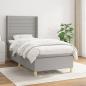 Preview: ARDEBO.de - Boxspringbett mit Matratze Hellgrau 90x190 cm Stoff