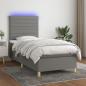 Preview: ARDEBO.de - Boxspringbett mit Matratze & LED Dunkelgrau 100x200 cm Stoff