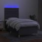 Preview: Boxspringbett mit Matratze & LED Dunkelgrau 100x200 cm Stoff