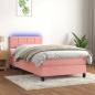 Preview: ARDEBO.de - Boxspringbett mit Matratze & LED Rosa 90x190 cm Samt