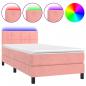 Preview: Boxspringbett mit Matratze & LED Rosa 90x190 cm Samt