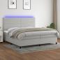 Preview: ARDEBO.de - Boxspringbett mit Matratze & LED Hellgrau 200x200 cm Stoff