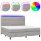 Preview: Boxspringbett mit Matratze & LED Hellgrau 200x200 cm Stoff