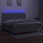 Preview: Boxspringbett mit Matratze & LED Hellgrau 200x200 cm Stoff