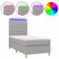 Preview: Boxspringbett mit Matratze & LED Hellgrau 90x190 cm Stoff