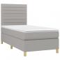 Preview: Boxspringbett mit Matratze & LED Hellgrau 90x190 cm Stoff