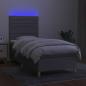 Preview: Boxspringbett mit Matratze & LED Hellgrau 90x190 cm Stoff