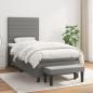 Preview: ARDEBO.de - Boxspringbett mit Matratze Dunkelgrau 100x200 cm Stoff