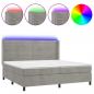 Preview: Boxspringbett mit Matratze & LED Hellgrau 200x200 cm Samt