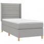 Preview: Boxspringbett mit Matratze & LED Hellgrau 90x190 cm Stoff