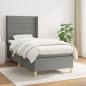 Preview: ARDEBO.de - Boxspringbett mit Matratze Dunkelgrau 100x200 cm Stoff