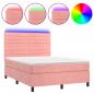 Preview: Boxspringbett mit Matratze & LED Rosa 140x190 cm Samt