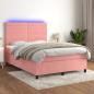 Preview: ARDEBO.de - Boxspringbett mit Matratze & LED Rosa 140x200 cm Samt