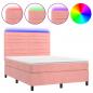 Preview: Boxspringbett mit Matratze & LED Rosa 140x200 cm Samt