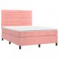 Preview: Boxspringbett mit Matratze & LED Rosa 140x200 cm Samt