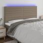 Preview: ARDEBO.de - LED Kopfteil Taupe 200x5x118/128 cm Stoff