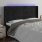 Preview: ARDEBO.de - LED Kopfteil Schwarz 203x16x118/128 cm Samt