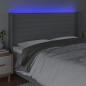 Preview: LED Kopfteil Hellgrau 183x16x118/128 cm Stoff