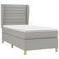 Preview: Boxspringbett mit Matratze Hellgrau 90x190 cm Stoff