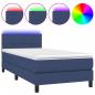 Preview: Boxspringbett mit Matratze & LED Blau 90x190 cm Stoff