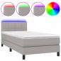 Preview: Boxspringbett mit Matratze & LED Hellgrau 80x200 cm Stoff