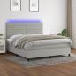 Preview: ARDEBO.de - Boxspringbett mit Matratze & LED Hellgrau 180x200 cm Stoff