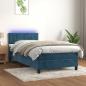 Preview: ARDEBO.de - Boxspringbett mit Matratze & LED Dunkelblau 90x200 cm Samt