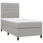 Preview: Boxspringbett mit Matratze & LED Hellgrau 90x200 cm Stoff