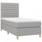 Preview: Boxspringbett mit Matratze & LED Hellgrau 100x200 cm Stoff