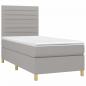 Preview: Boxspringbett mit Matratze & LED Hellgrau 90x200 cm Stoff