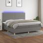 Preview: ARDEBO.de - Boxspringbett mit Matratze & LED Dunkelgrau 200x200 cm Stoff