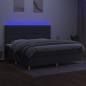 Preview: Boxspringbett mit Matratze & LED Dunkelgrau 200x200 cm Stoff