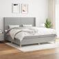 Preview: ARDEBO.de - Boxspringbett mit Matratze Hellgrau 200x200 cm Stoff