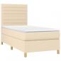 Preview: Boxspringbett mit Matratze & LED Creme 100x200 cm Stoff