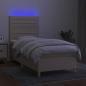 Preview: Boxspringbett mit Matratze & LED Creme 100x200 cm Stoff