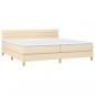 Preview: Boxspringbett mit Matratze & LED Creme 200x200 cm Stoff