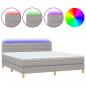 Preview: Boxspringbett mit Matratze & LED Hellgrau 180x200 cm Stoff