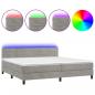 Preview: Boxspringbett mit Matratze & LED Hellgrau 200x200 cm Samt