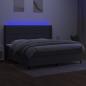 Preview: Boxspringbett mit Matratze & LED Dunkelgrau 200x200 cm Stoff