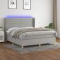 Preview: ARDEBO.de - Boxspringbett mit Matratze & LED Hellgrau 180x200 cm Stoff